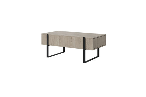 Coffee Table with 2 Drawers Verica, biscuit oak/black legs