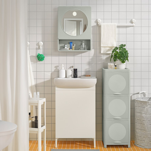 IVÖSJÖN Mirror cabinet with 1 door, green, 44x15x59 cm