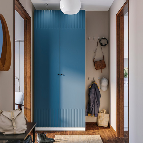 PAX / FYRUDDEN Wardrobe combination, white/blue, 100x60x236 cm