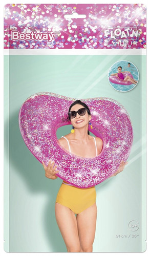 Bestway Inflatable Swim Ring Heart Glitter 91cm 10+