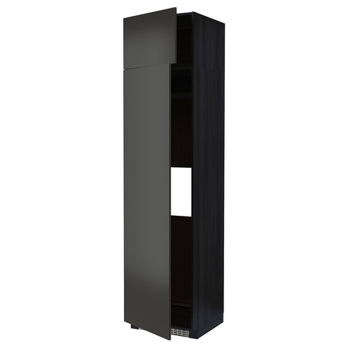 METOD Hi cab f fridge or freezer w 2 drs, black/Nickebo matt anthracite, 60x60x240 cm
