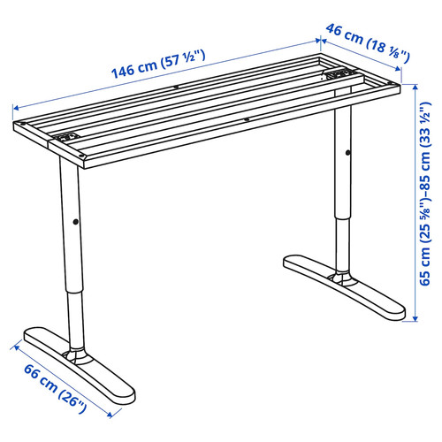 BEKANT Underframe for table top, white, 160x80 cm