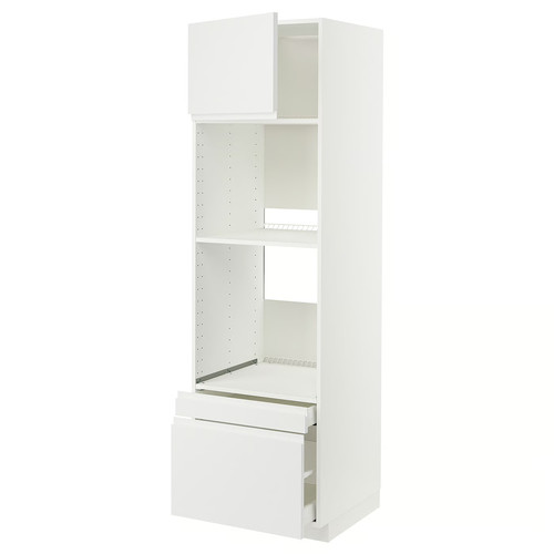 METOD / MAXIMERA Hi cab f ov/combi ov w dr/2 drwrs, white/Voxtorp matt white, 60x60x200 cm