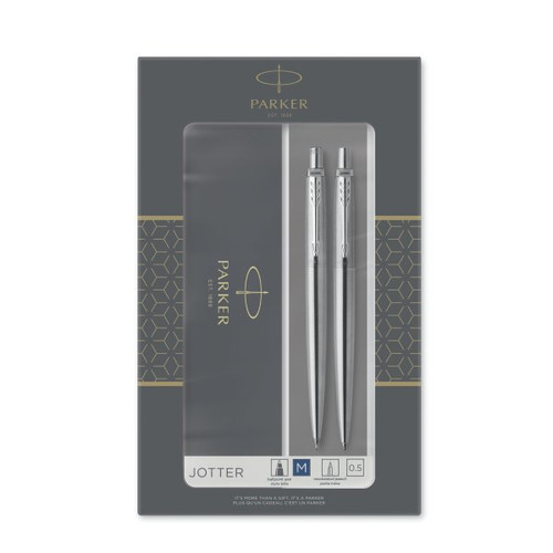 Parker Gift Set Jotter Steel CT - Mechanical Pencil & Ballpoint Pen