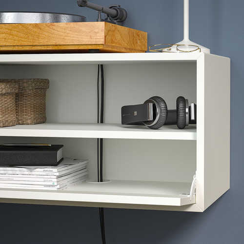 EKET Media storage combination, white/white stained oak, 175x35x35 cm