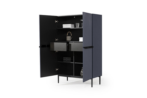 High Cabinet Sideboard Nicole, dark blue, black legs