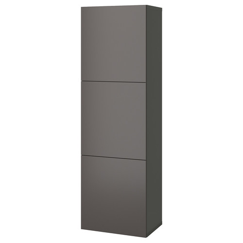 BESTÅ Shelf unit with doors, dark grey/Lappviken dark grey, 60x42x193 cm