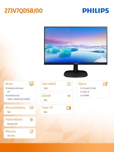 Philips 27'' Full HD LCD Monitor 273V7QDSB