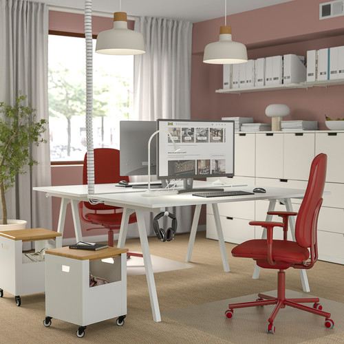 SMÖRKULL Office chair with armrests, Gräsnäs red