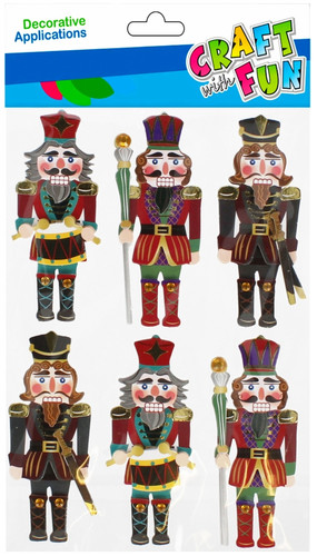 3D Nutcracker Sticker Decorations, 6 pcs