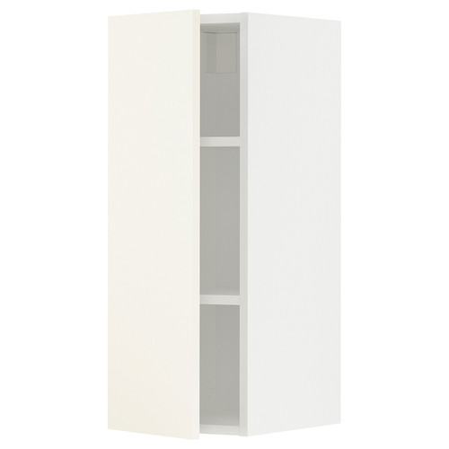 METOD Wall cabinet with shelves, white/Vallstena white, 30x80 cm