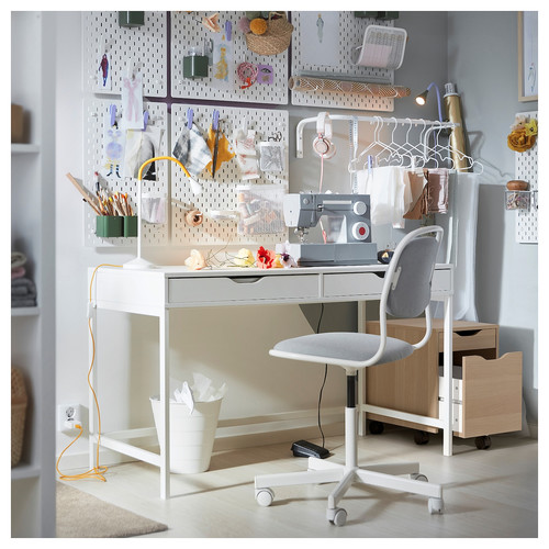 ALEX Drawer unit on castors, white stained oak effect/black, 36x50 cm
