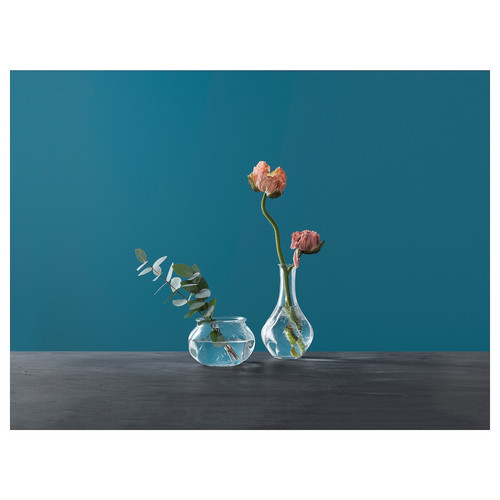 VILJESTARK Vase, clear glass, 8 cm