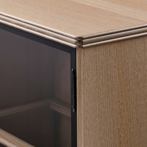 LANESUND Glass-door cabinet, grey-brown, 121x37x152 cm