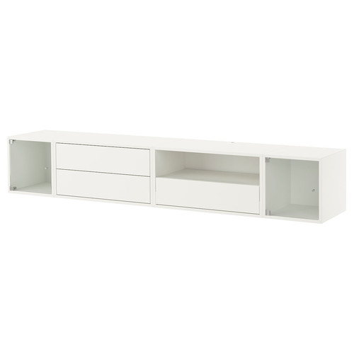 EKET Media storage combination, white/clear glass, 210x35x35 cm