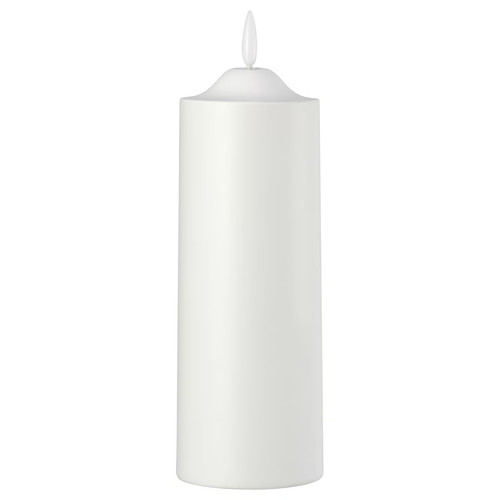 SMÅLOM LED pillar candle, battery-operated white, 19 cm