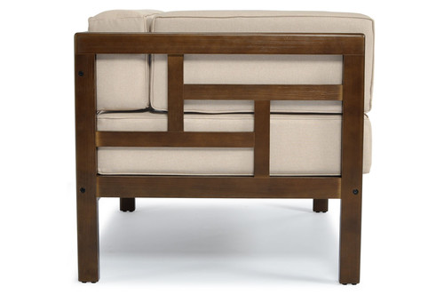 Garden Outdoor Armchair with Cushions, dark brown, beige