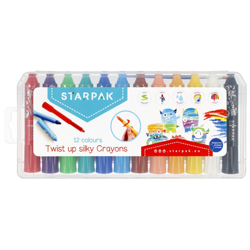 Starpak Twist Up Silky Crayons 12 Colours