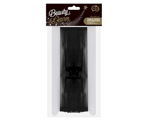 Table Fringe Deco Curtain 80x300cm, metallic black