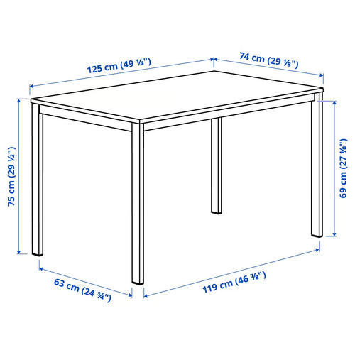 VIHALS / VIHALS Table and 4 chairs, white white/green Tibbleby grey-green, 125x74 cm