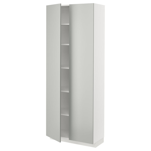 METOD High cabinet with shelves, white/Havstorp light grey, 80x37x200 cm