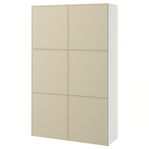 BESTÅ Storage combination with doors, white/Krukmakare beige, 120x42x193 cm
