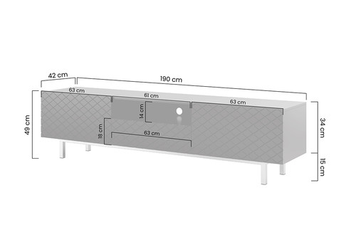 TV Cabinet Scalia II 190, matt black, black legs