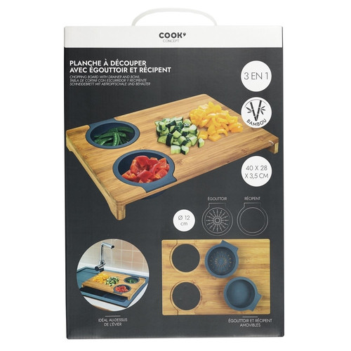 Bamboo Chopping Board with Silicone Containers