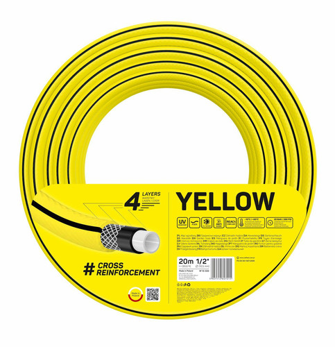 Lightweight 4-Layer Garden Hose Yellow 1/2" 20m