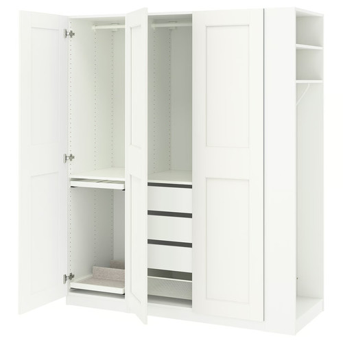 PAX / GRIMO Wardrobe combination, white white/white, 170x60x201 cm