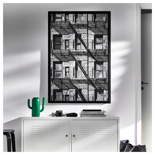 BJÖRKSTA Picture with frame, balconies/black, 78x118 cm