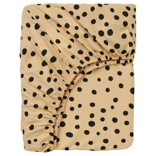 SANDLÖPARE Fitted sheet, light brown/cheetah pattern, 90x200 cm