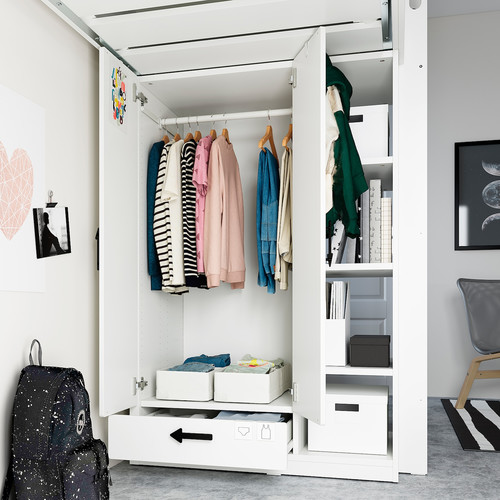 SMÅSTAD Loft bed, white with frame/with desk with 4 drawers, 90x200 cm