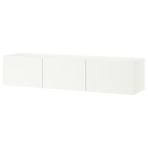 BESTÅ TV bench with doors, white, Lappviken white, 180x42x38 cm