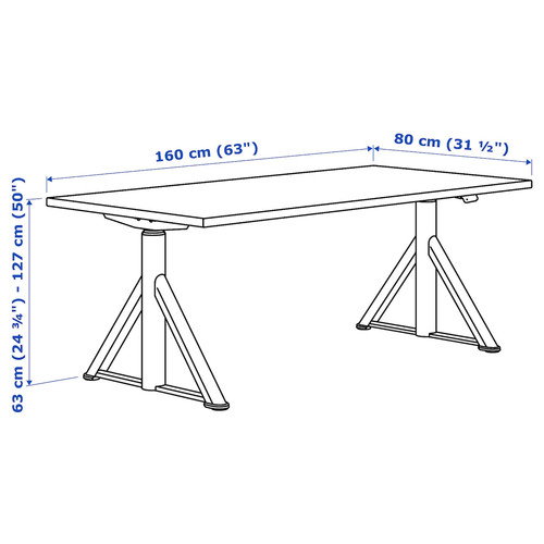 IDÅSEN Desk sit/stand, brown/beige, 160x80 cm