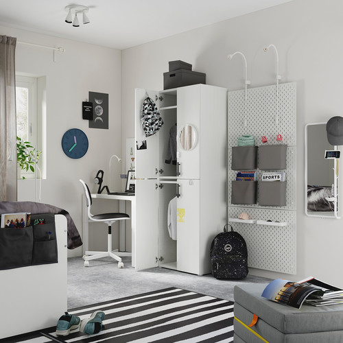 SMÅSTAD / PLATSA Wardrobe, white birch/with 2 clothes rails, 60x42x181 cm