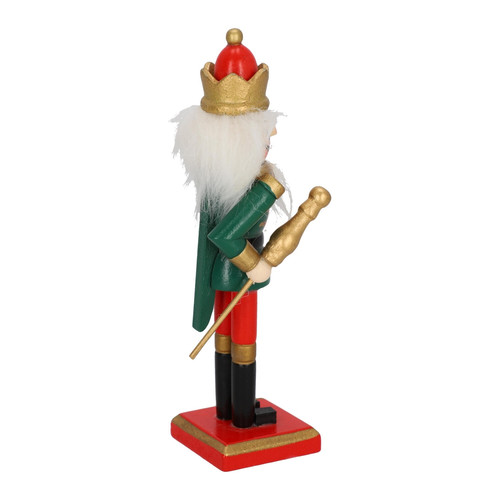 Nutcracker Christmas Decoration 15cm, green/crown