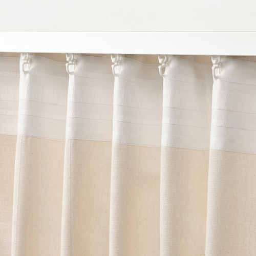 LENDA Curtains with tie-backs, 1 pair, off-white, 140x300 cm