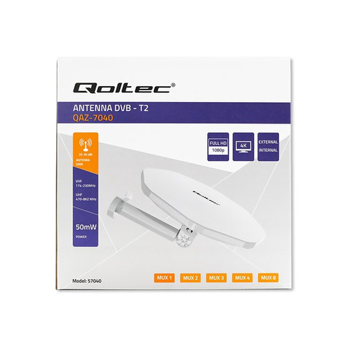 Qoltec Antenna DVB T2 Outdoor VHF UHF, white