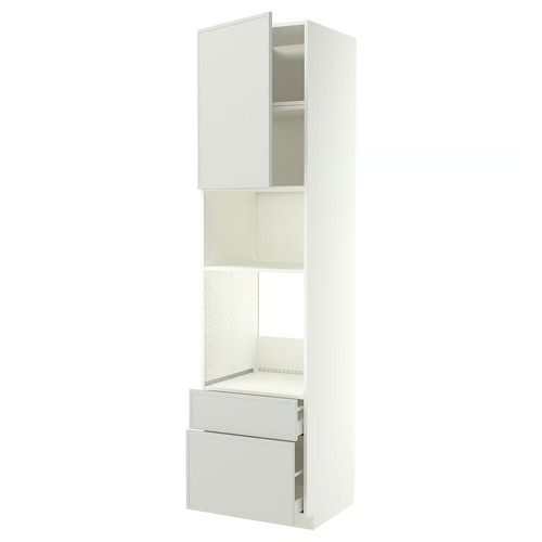 METOD/MAXIMERA High cab f oven/micro w dr/2 drwrs, white/Aspudden light grey, 60x60x240 cm