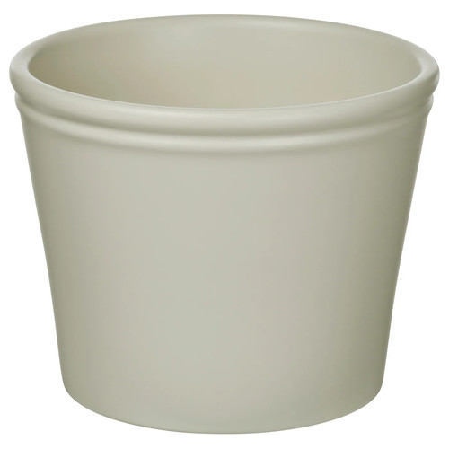 KÖRSBÄRSBJÖRK Plant pot, light grey/beige, 12 cm