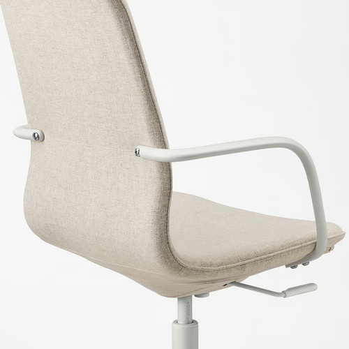 LÅNGFJÄLL Office chair with armrests, Gunnared beige/white, 68x68 cm