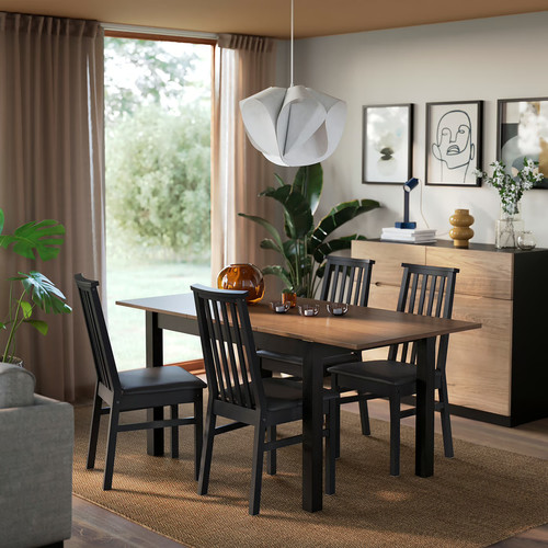 ÅLHULT Extendable table, black/brown, 120/170x80 cm