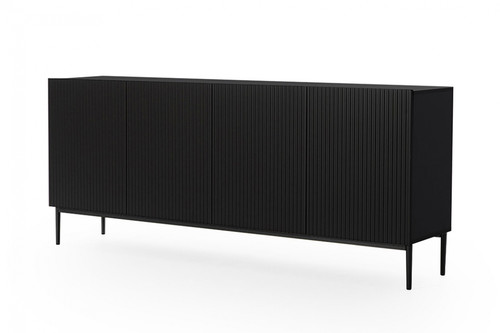 Four-Door Cabinet Nicole 200cm, matt black, black legs