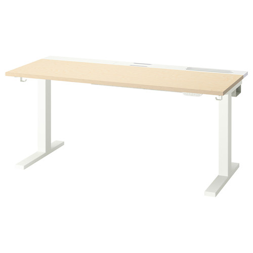 MITTZON Desk sit/stand, electric birch veneer/white, 140x60 cm