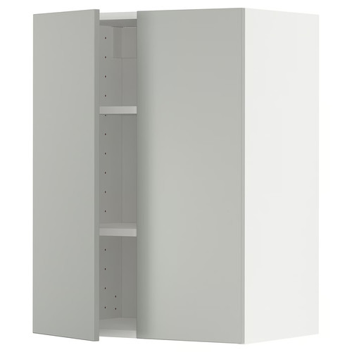 METOD Wall cabinet with shelves/2 doors, white/Havstorp light grey, 60x80 cm