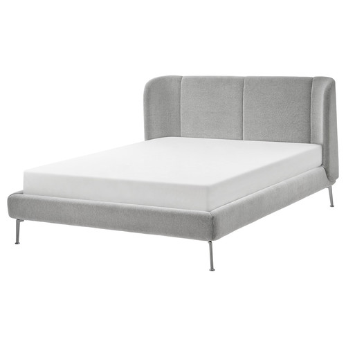 TUFJORD Upholstered bed frame, Tallmyra white/black, Standard Double