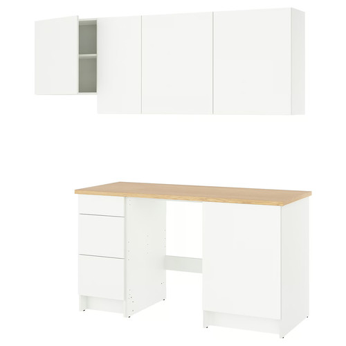 KNOXHULT Kitchen, white, 220x61x220 cm