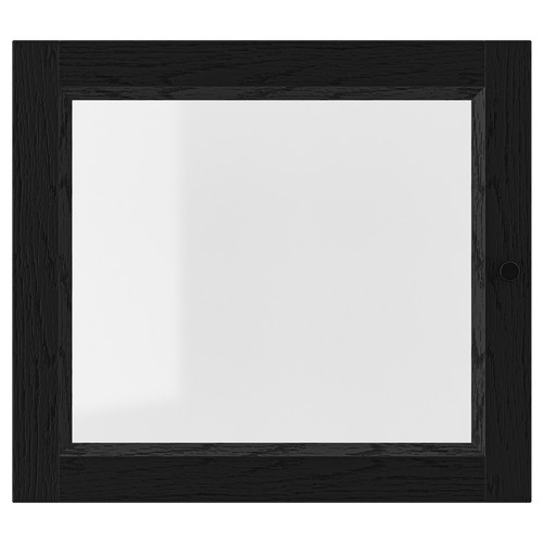 OXBERG Glass door, black oak effect, 40x35 cm