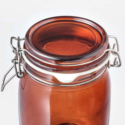 KRÖSAMOS Jar with lid, red-brown, 1 l